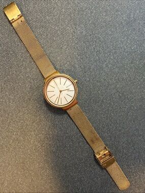 Skagen Gold-Tone Mesh Bracelet Women's Watch with White Dial